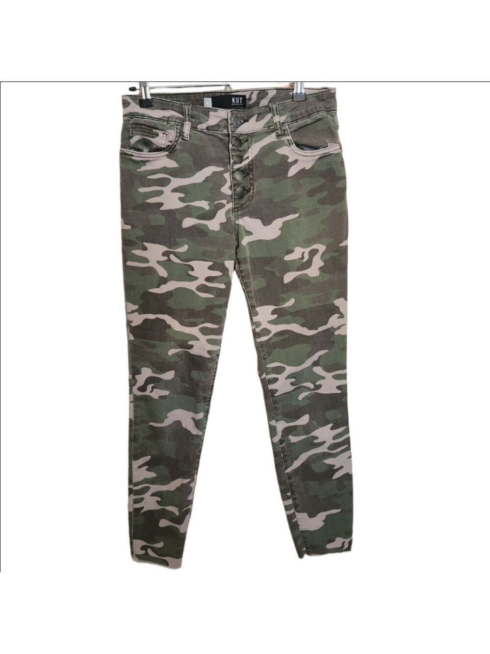 Kut From The Kloth Connie High Rise Ankle Skinny Camo Jeans Size 6 Button Fly